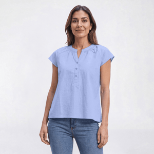 Petite Hasting & Smith Cap Sleeve Split Neck Blouse